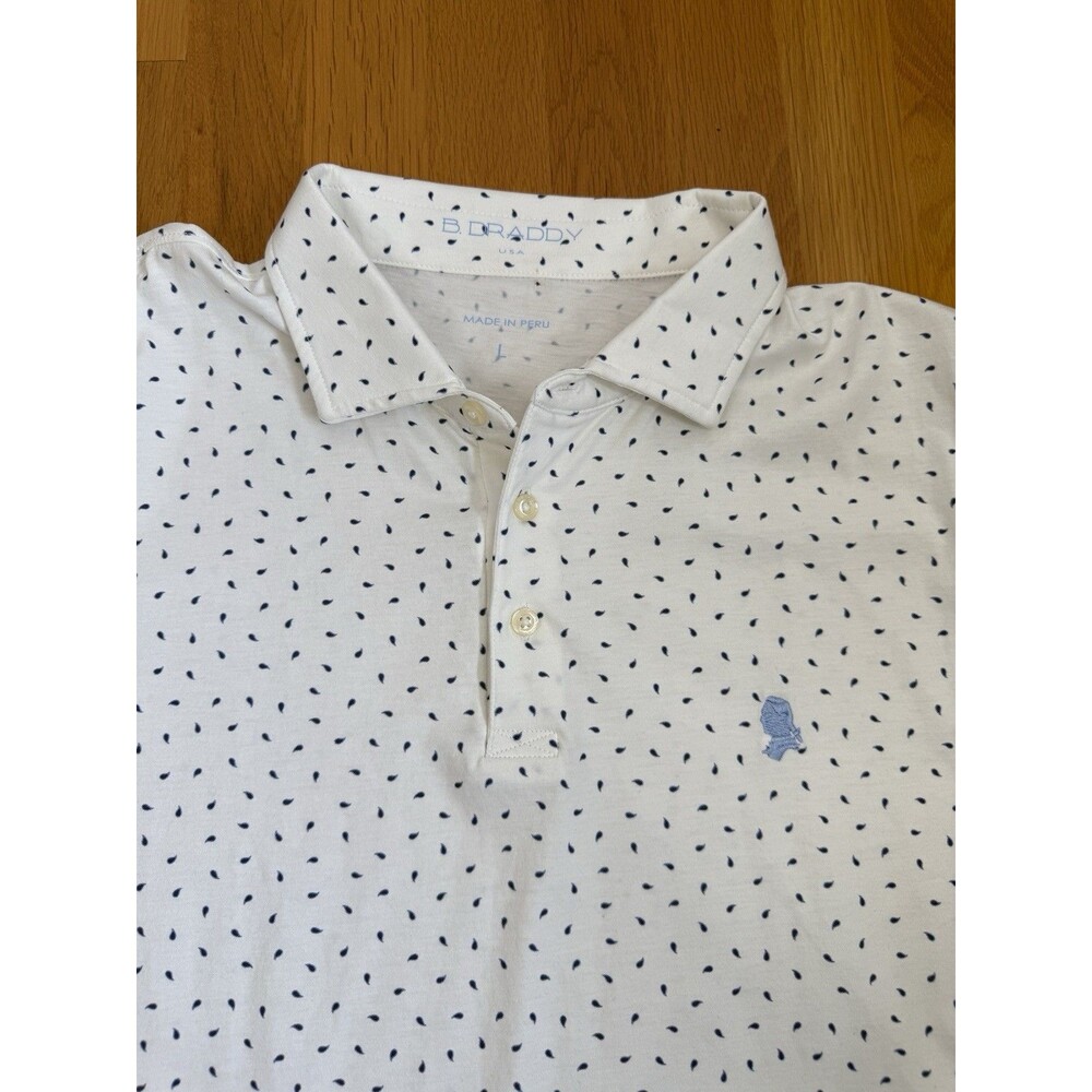 B Draddy Polo Shirt Mens Large white leaf Mount Vernon Golf Club Pima Cotton